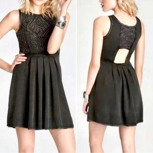 Free People Heather Dark Gray Beaded Embroider Tank Skater A Line Dress